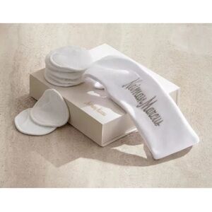 Neiman Marcus White Cotton Cloth Headband and Skincare Pads Boxed Set
